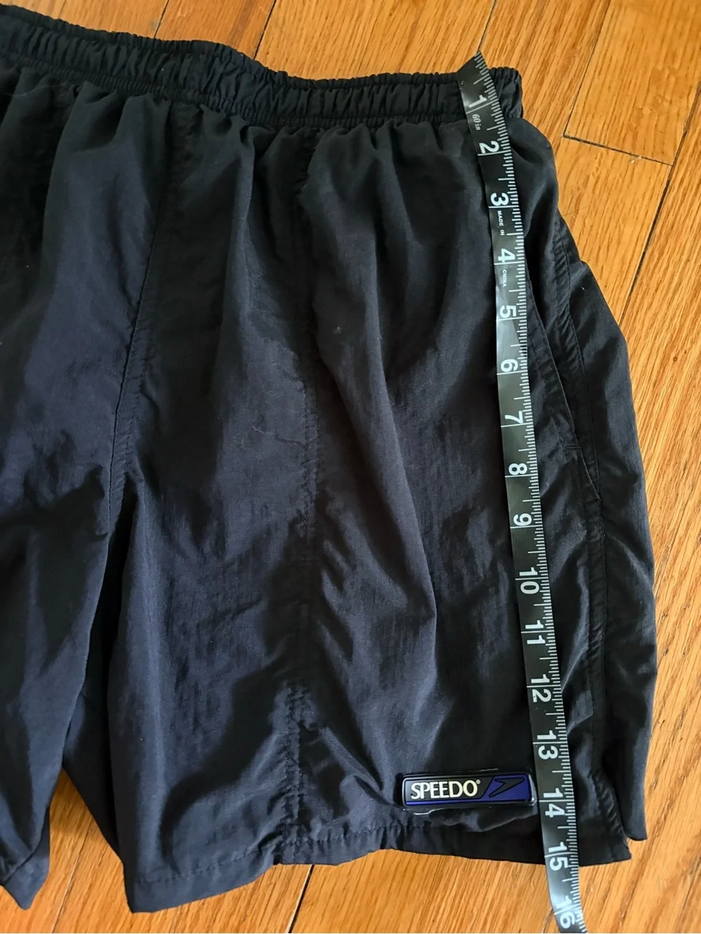 Vintage Speedo Black Swim Trunks Size M Mesh Lined Drawstring